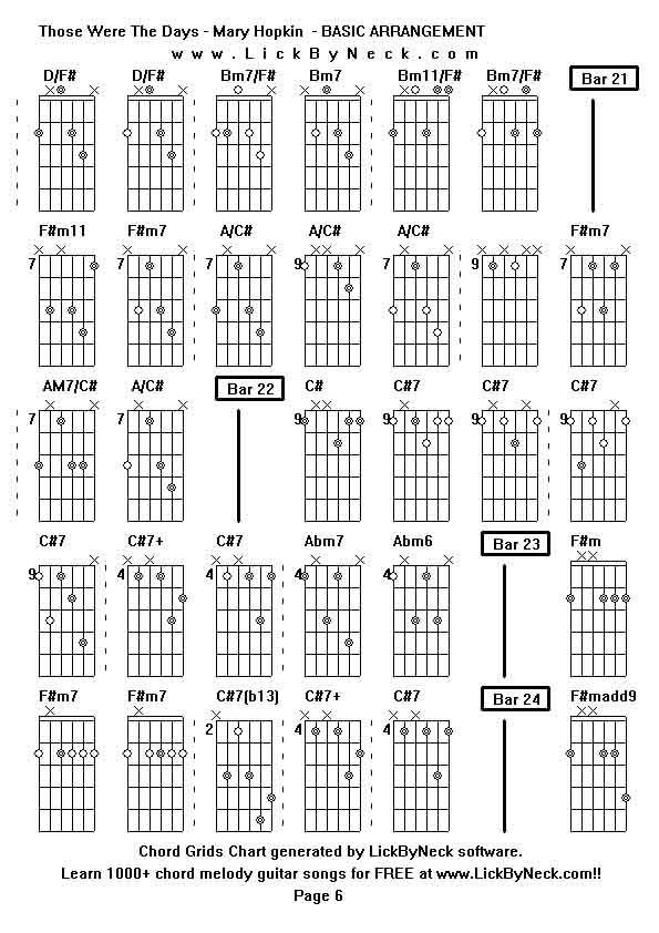 Chord Grids Chart of chord melody fingerstyle guitar song-Those Were The Days - Mary Hopkin  - BASIC ARRANGEMENT,generated by LickByNeck software.